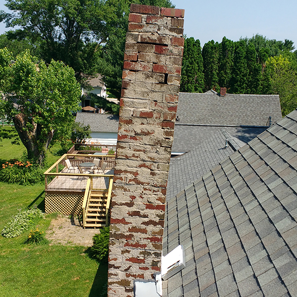 Damaged Masonry on Leaning Chimney, Bristol CT