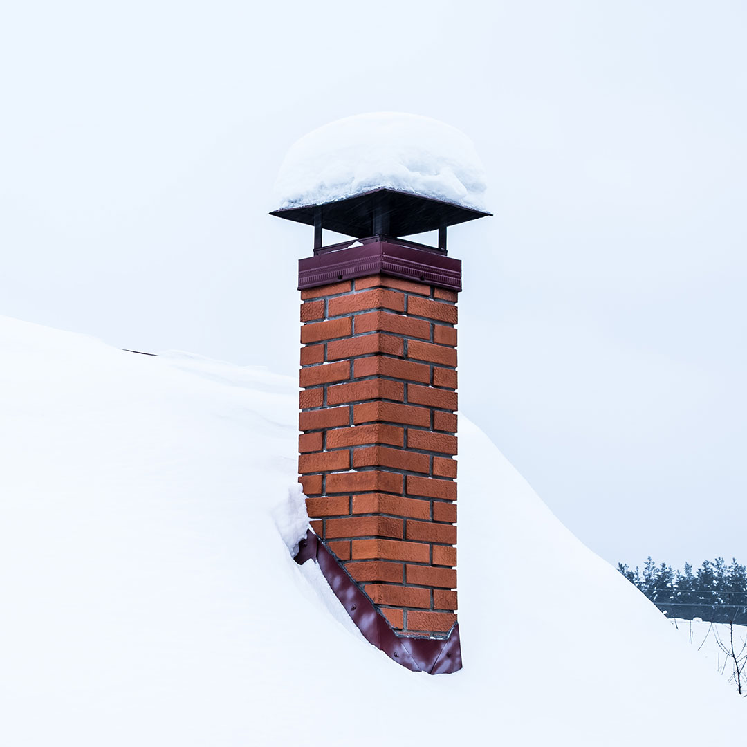 snow and water damage to chimney in Newington CT 