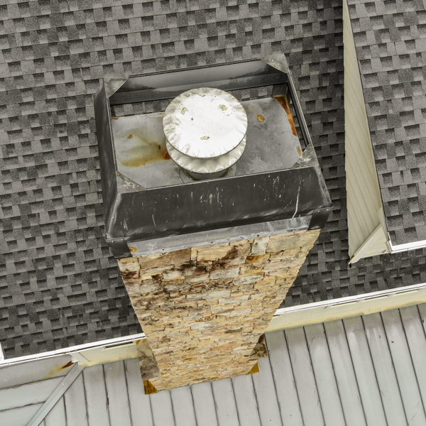 A damaged chimney cap defeats its purpose, like an umbrella, it keeps weather and animals out in South Windsor, CT.