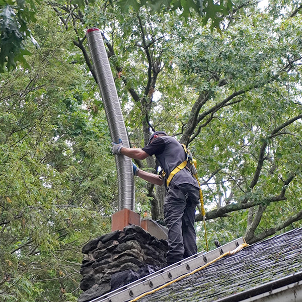 Installing new chimney liners in Farmington, CT